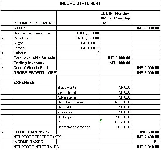 The Accounting Game - Profit & Loss Statement